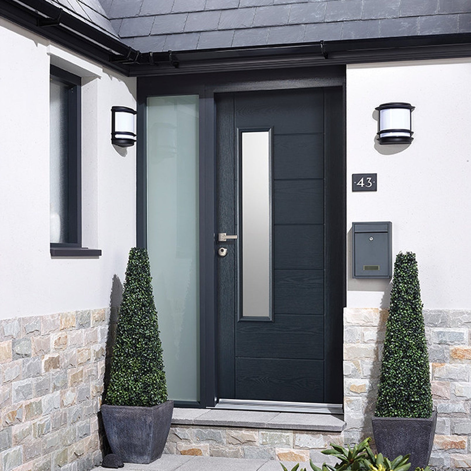 Buy Newbury Grey 1L Glazed GRP External Door online UK