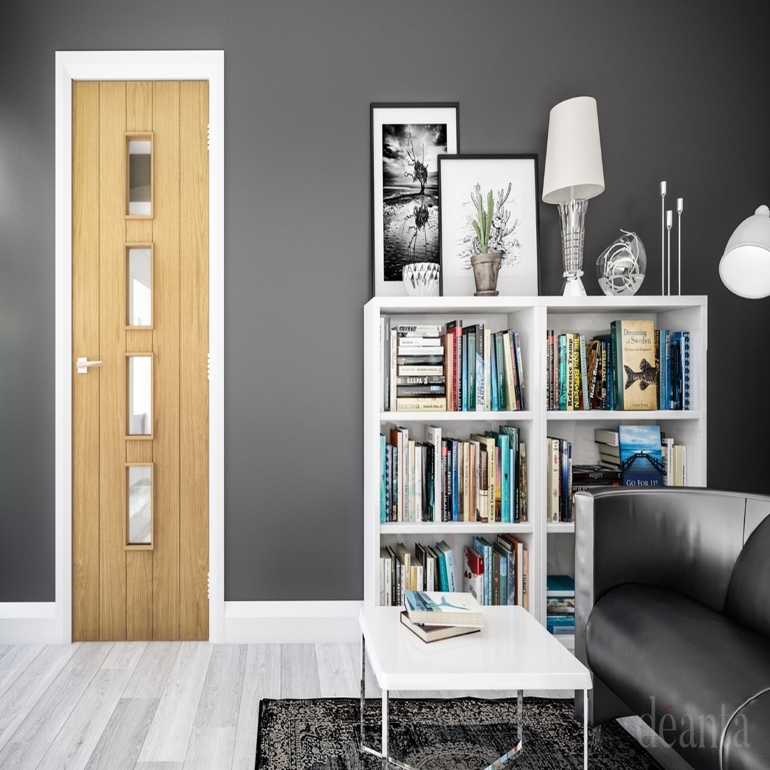 Galway Vertical Panel Glazed Oak Door - Lifestyle Image 1