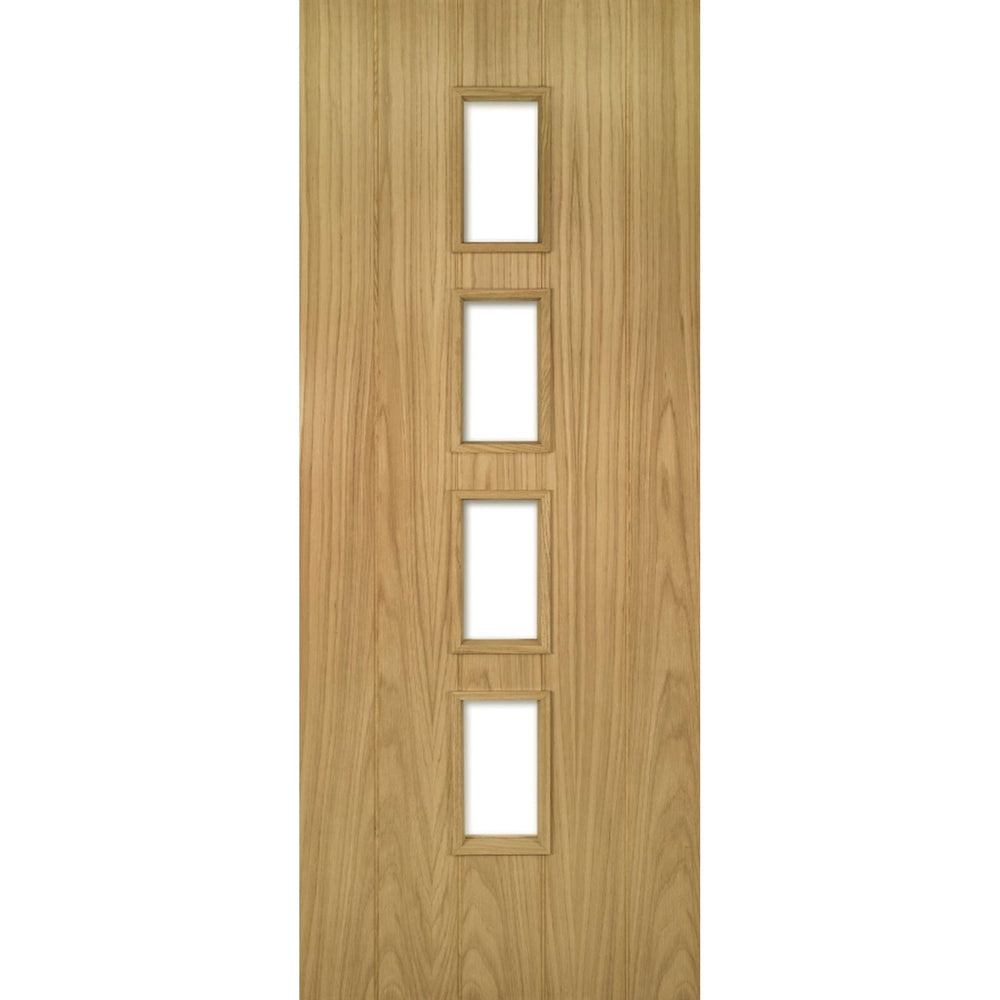 Product Galway vertical panel glazed oak door on white background