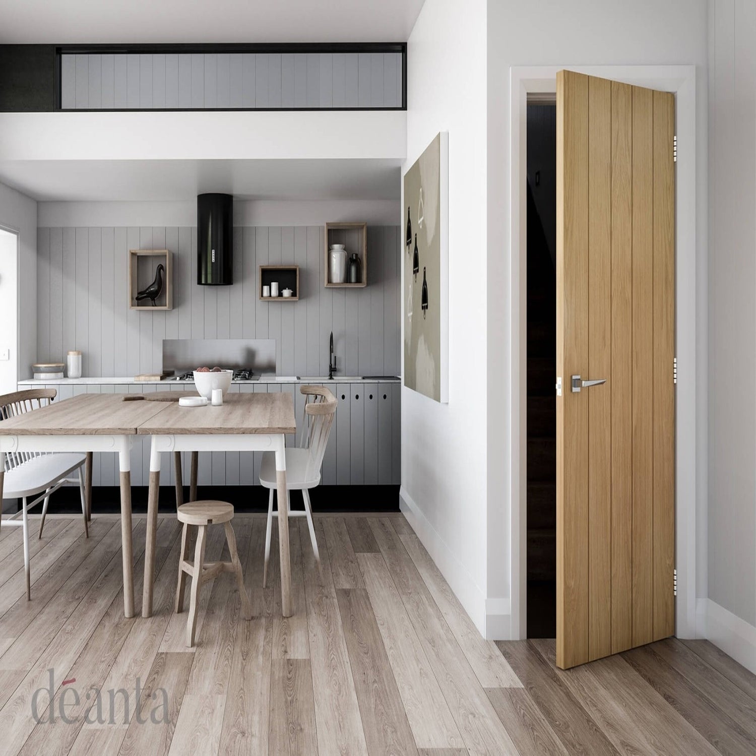Galway Vertical Panel Oak Door - Lifestyle Image 1