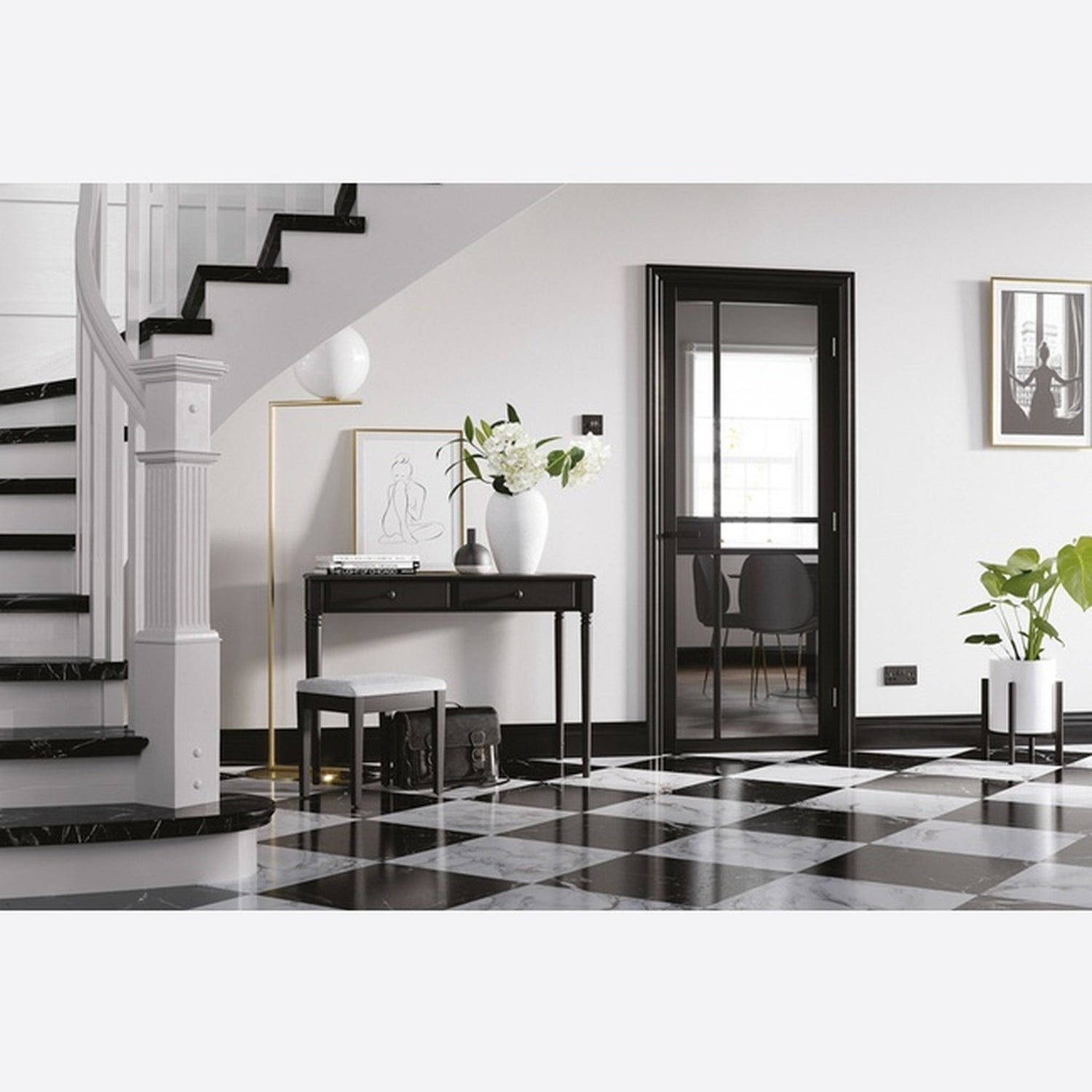 Greenwich Black Glazed Internal Door - Lifestyle Image 1