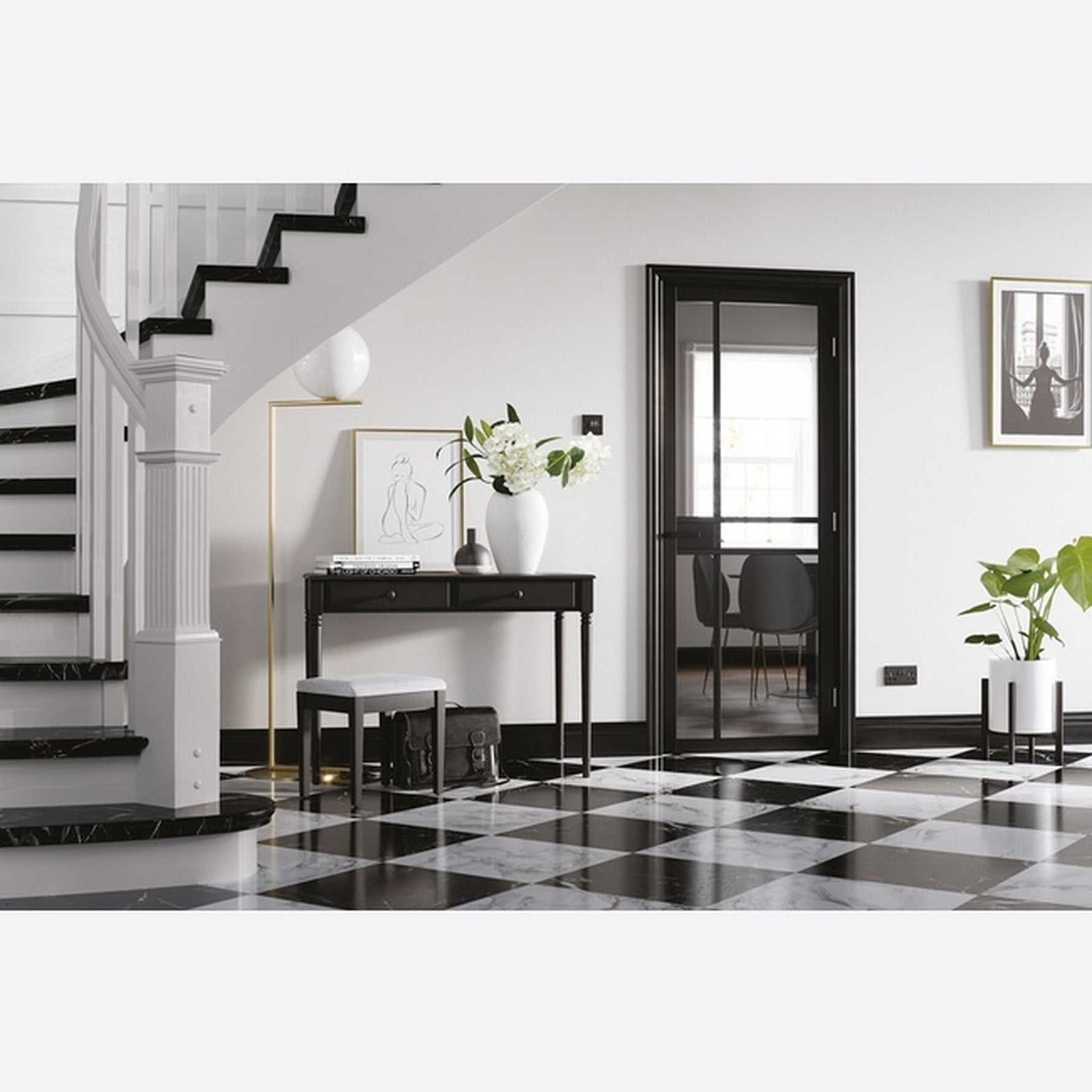 Greenwich Black Glazed Internal Door - Lifestyle Image 1