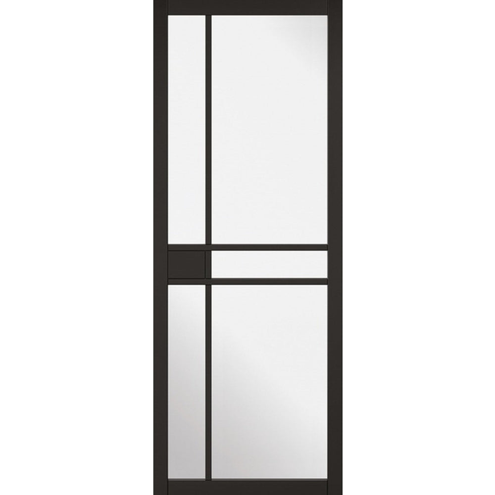 Product Greenwich black glazed internal door with slim vertical glass panel