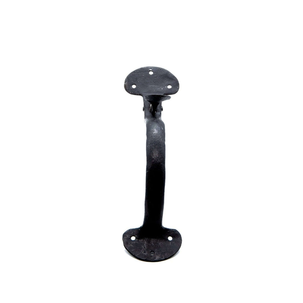 Product hand forged Suffolk latch handle in black iron front view