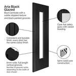 Graphic Aria black glazed internal door feature diagram with vertical grooves