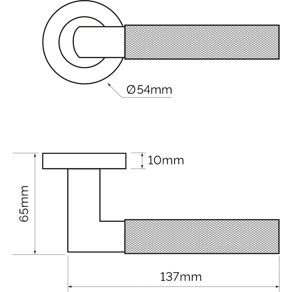 Graphic Arlington black standard latch pack handle dimension diagram