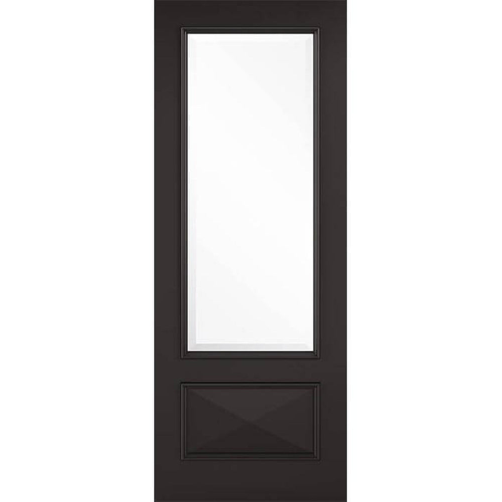 Product Knightsbridge black primed glazed internal door with clear glass panels