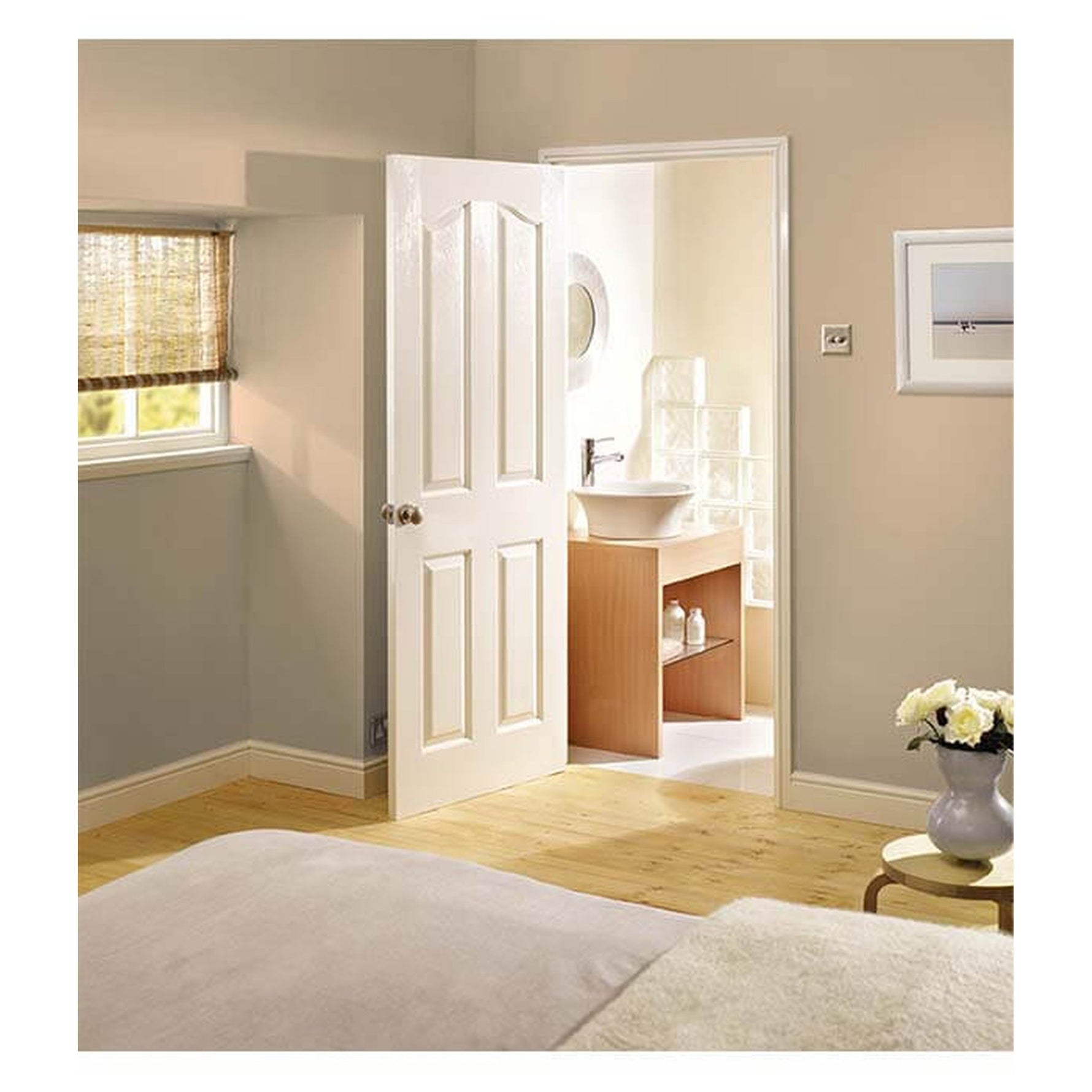 Textured Mayfair White Moulded Internal Door - Lifestyle Image 1