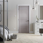 Lifestyle light grey Vancouver five-panel internal door in a neutral bedroom