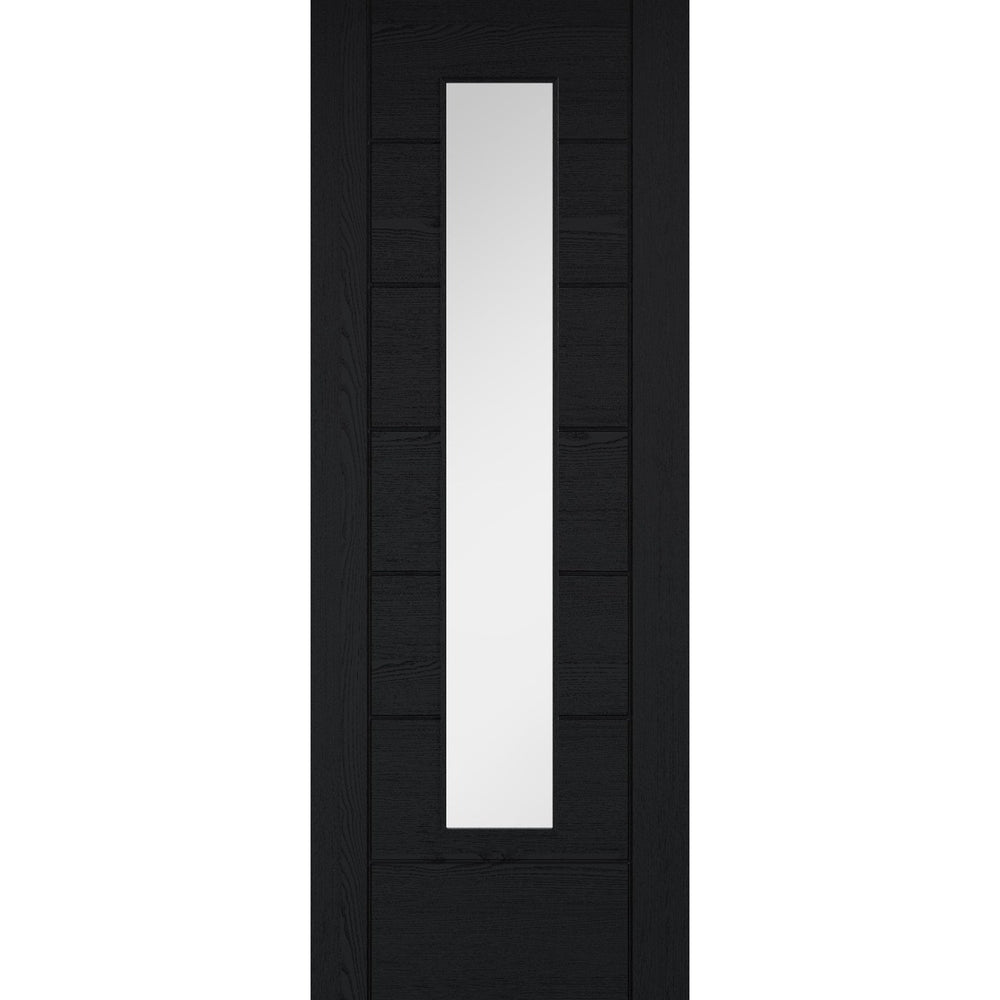 Product Linear black prefinished laminate 7 panel glazed internal door
