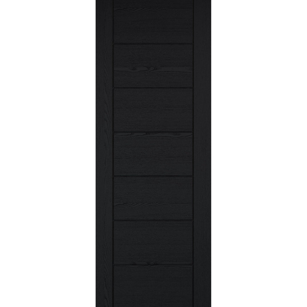 Product Linear black prefinished laminate 7 panel internal door