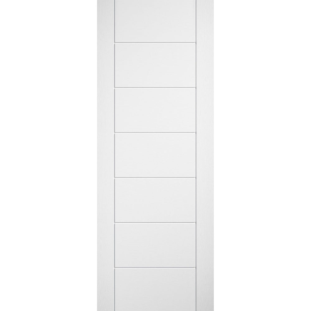 Product Linear white prefinished laminate seven-panel fire door