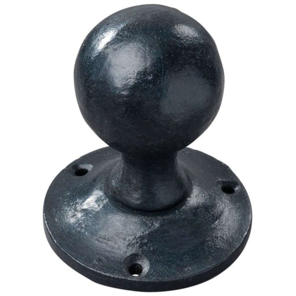 Lulworth round mortice knob pair in black