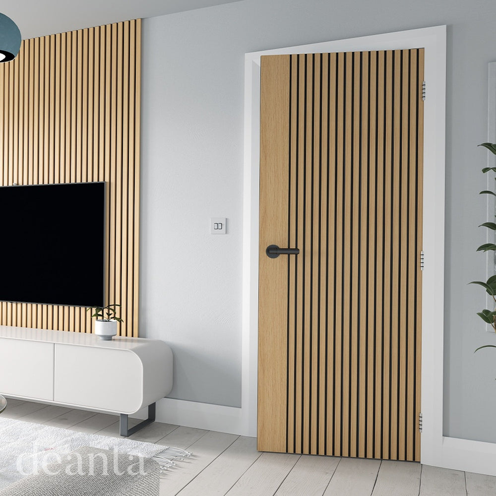 Lifestyle Malmo prefinished oak internal fire door in a room setting