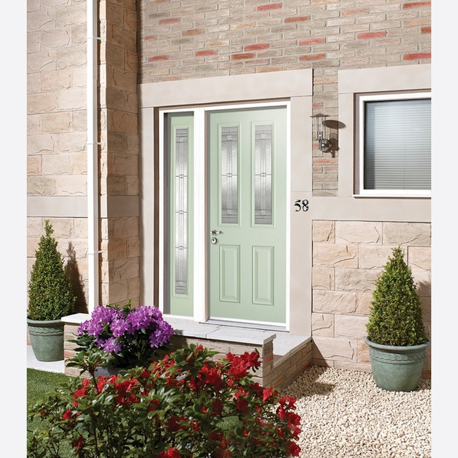 Malton Green 2L Glazed GRP External Door - Lifestyle Image 1