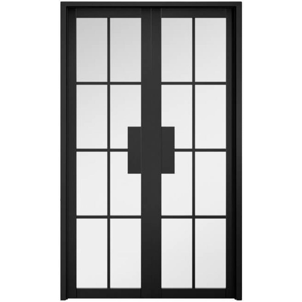 Product Malvern black W4 prefinished room divider with clear glazed panels
