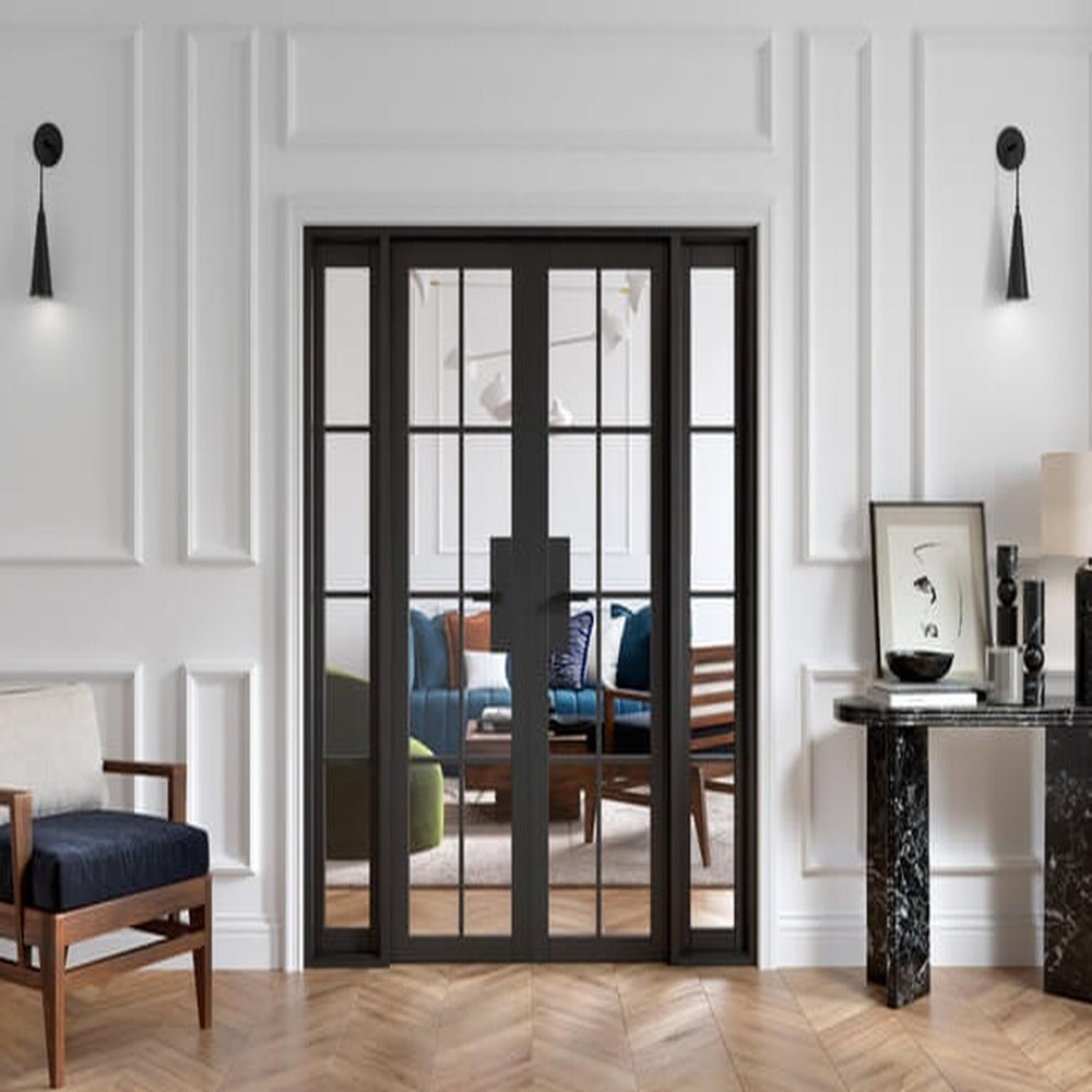 Lifestyle Malvern black W6 prefinished room divider installed in a modern interior