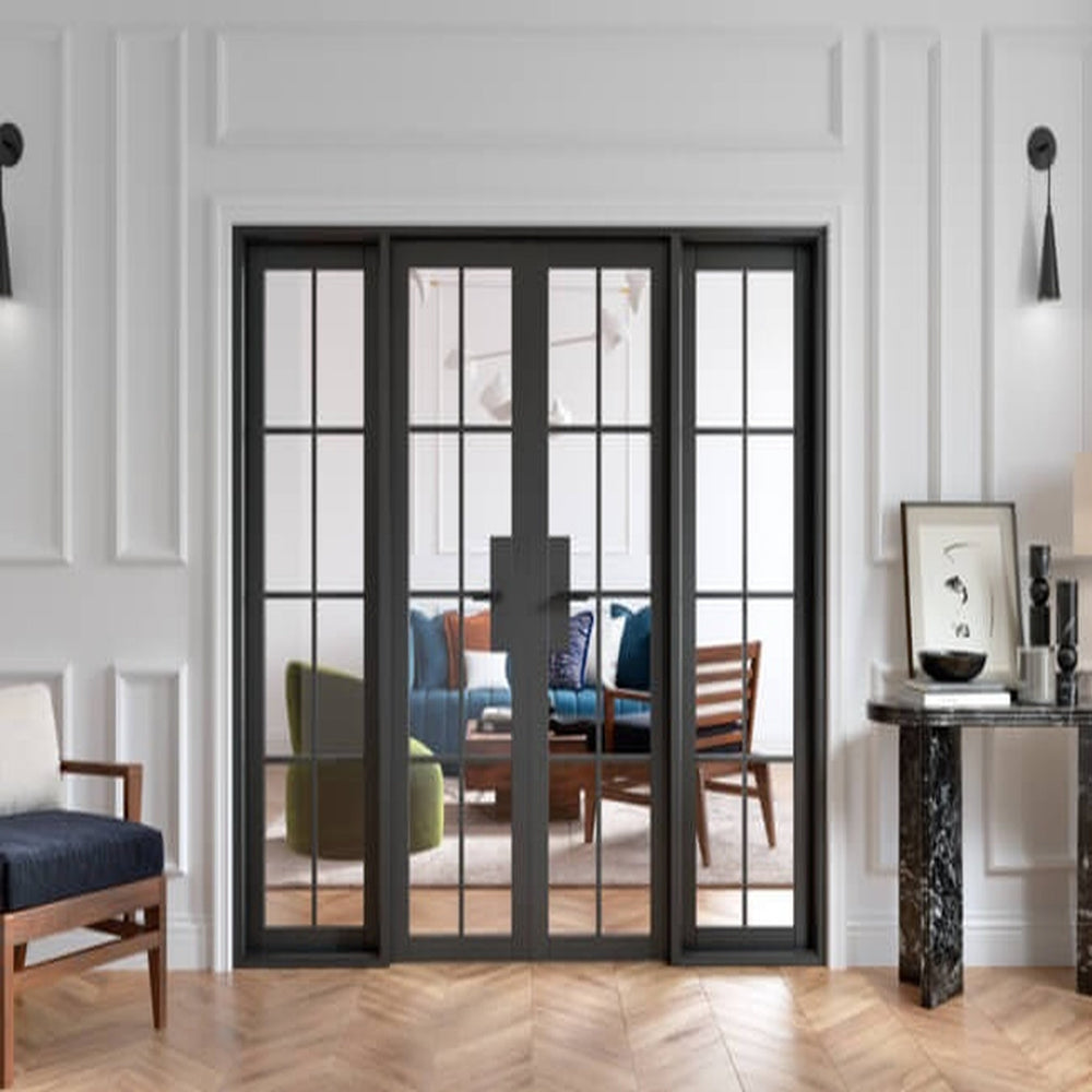 Lifestyle Malvern black W8 prefinished room divider installed in a modern interior