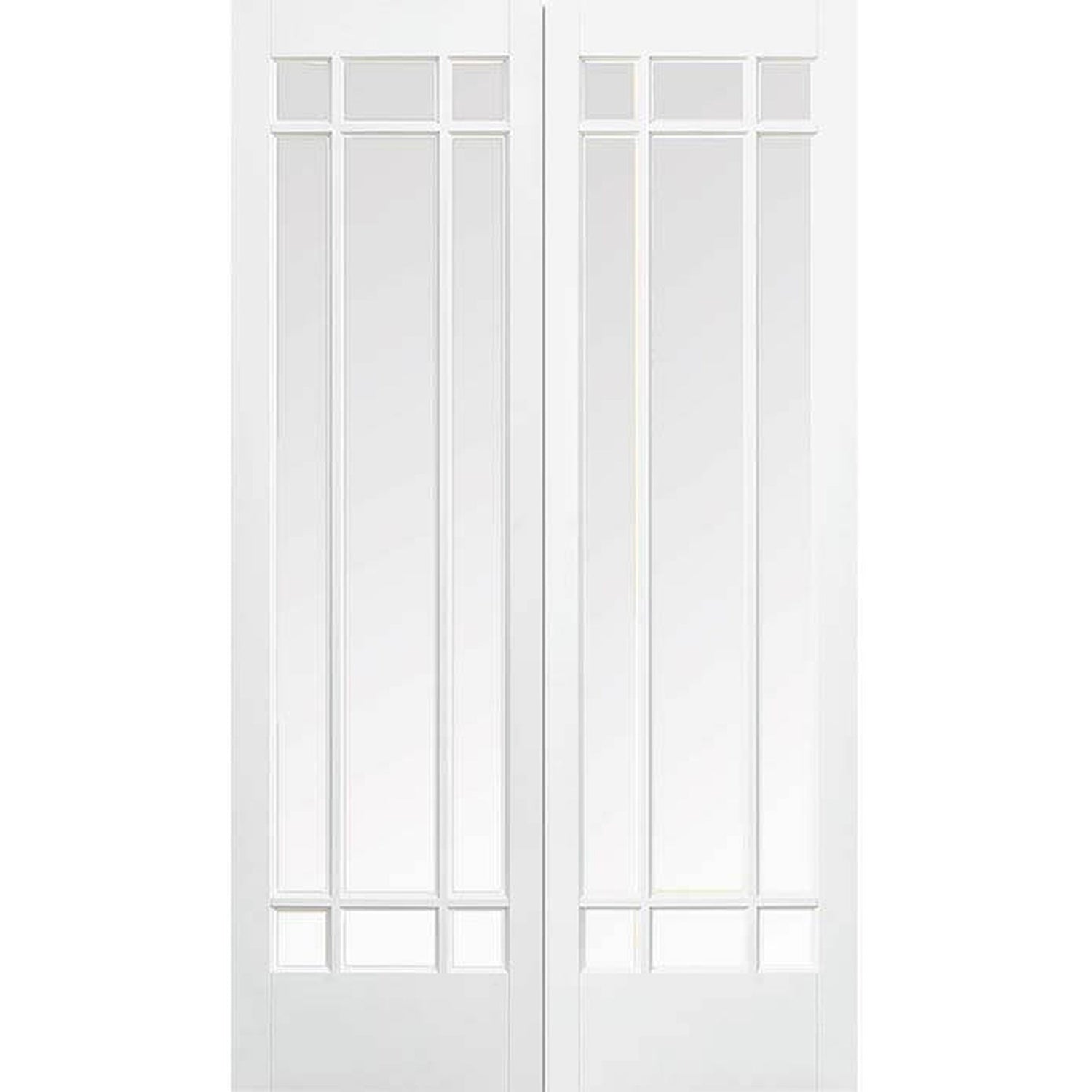 Manhattan White Primed Clear Glazed Internal Door Pair - Main Product Image