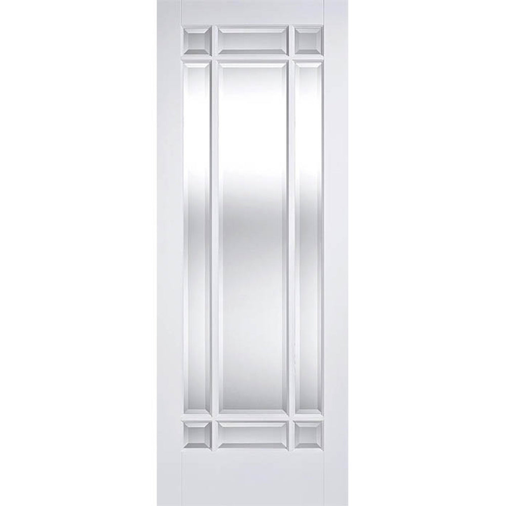 Product Manhattan white primed clear glazed internal door with tall panel design