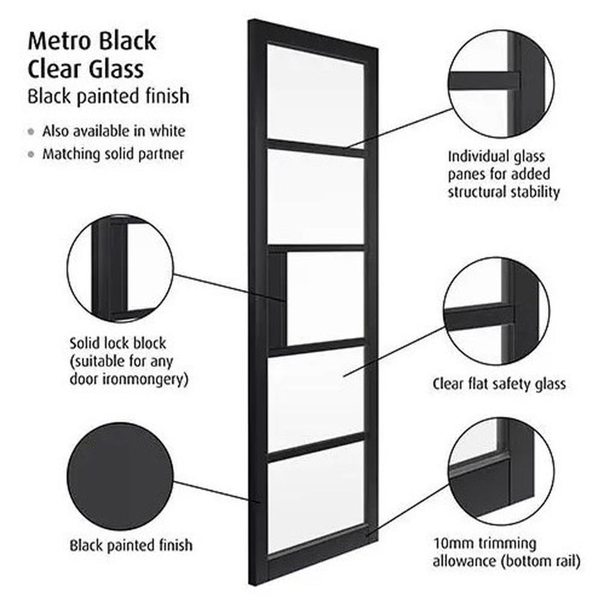 Metro Black Clear Glass Internal Door - Lifestyle Image 3
