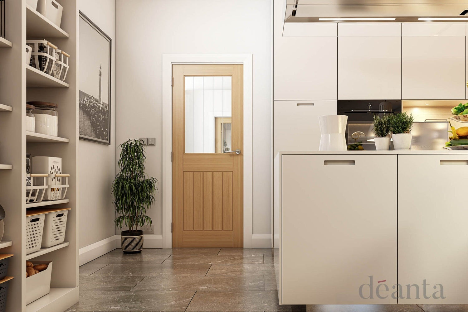 Mexicana Ely Internal Oak 1L (Half) Glazed Door