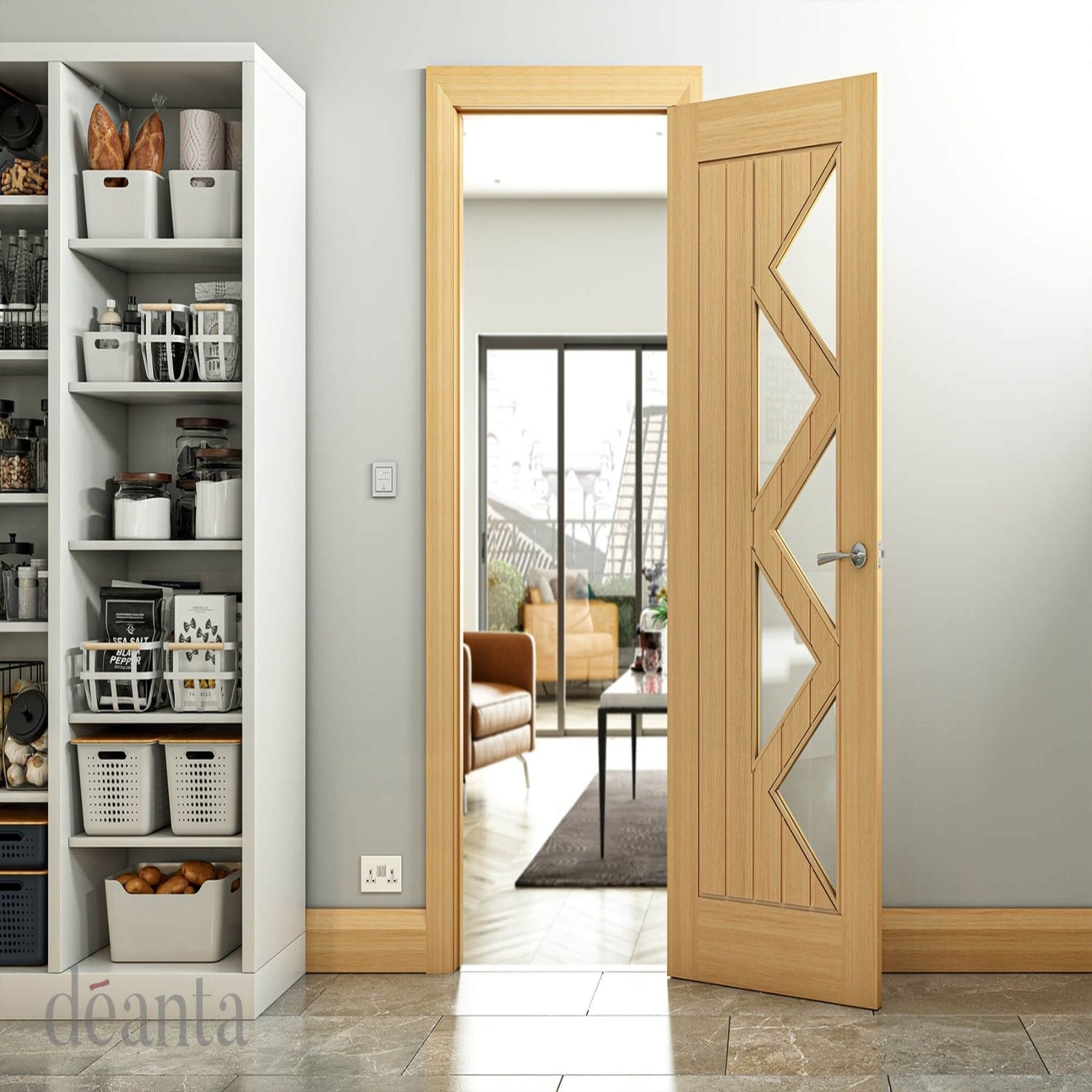 Mexicana Ely Prefinished Internal Oak 5L Glazed Door - Lifestyle Image 1