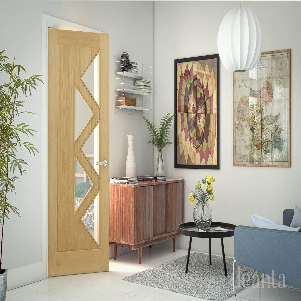 Mexicana Ely Prefinished Internal Oak 5L Glazed Door - Lifestyle Image 2