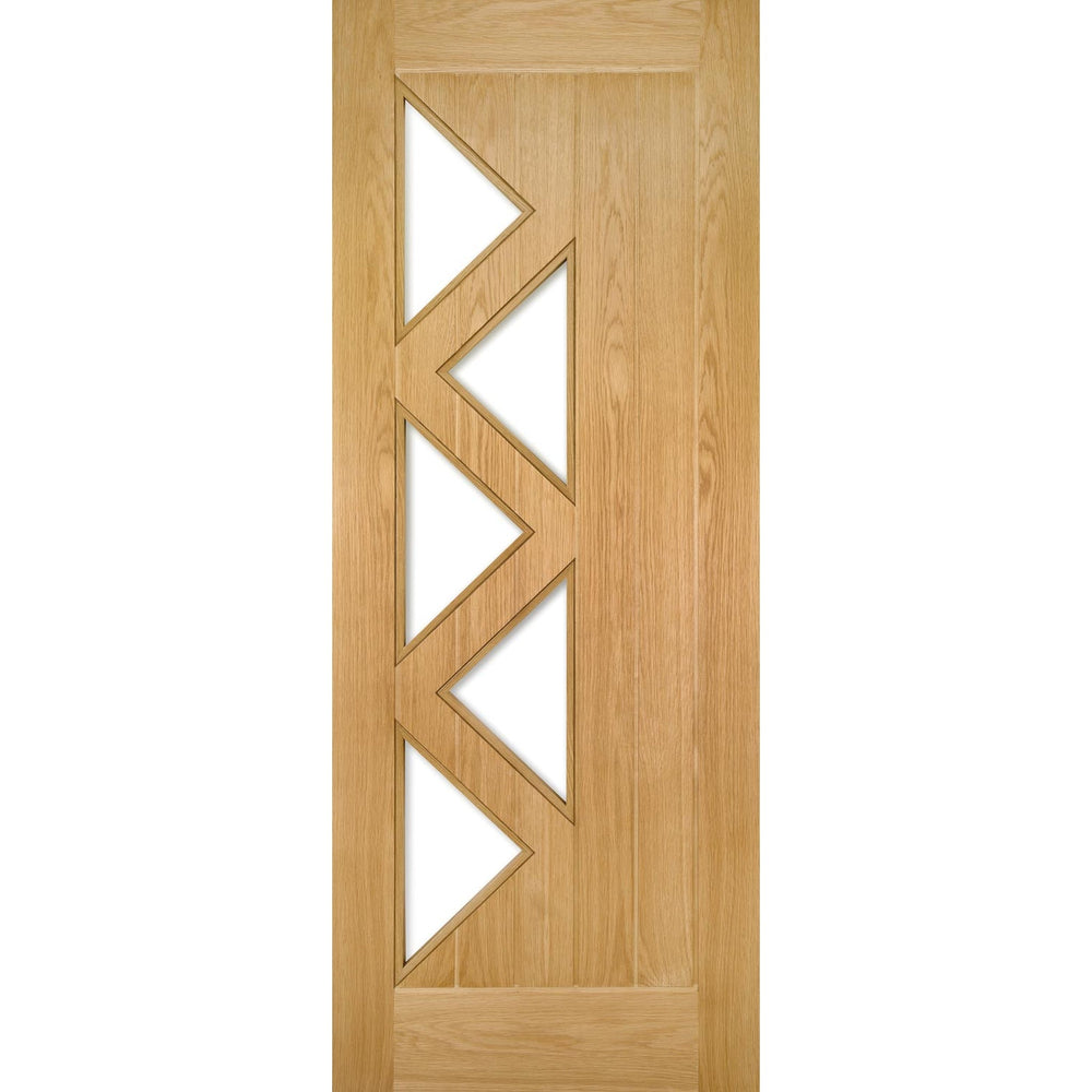 Product Mexicana Ely prefinished oak 5 lite glazed door on white background