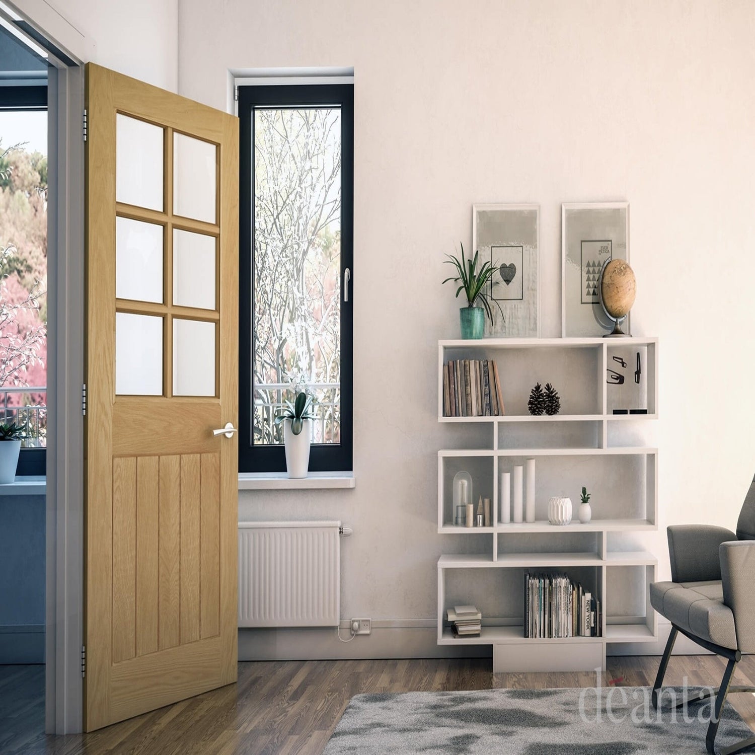 Mexicana Ely Prefinished Internal Oak Glazed Door - Lifestyle Image 1