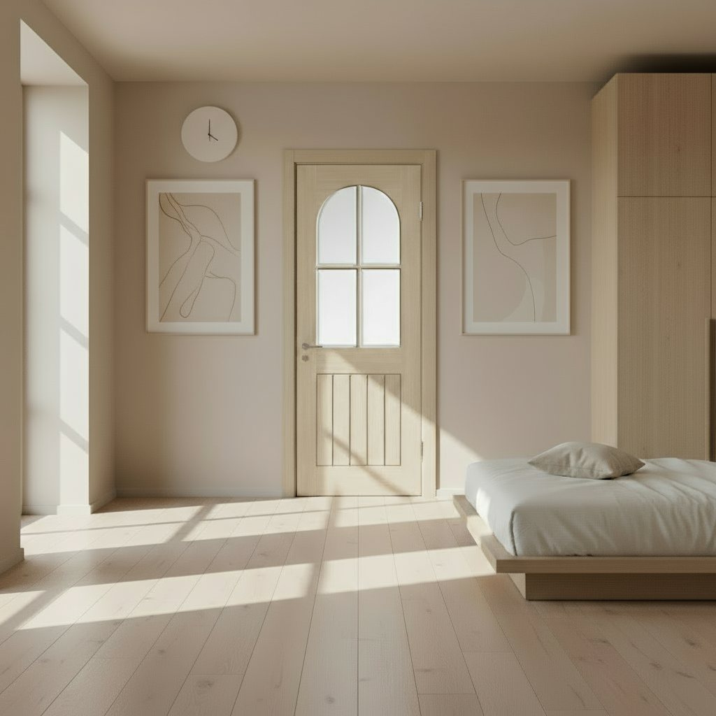 Mexicano Arched Square Top Glazed Prefinished Blonde Oak Door