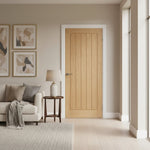 Product oak Mexicano veneer fire door with vertical grooved panels