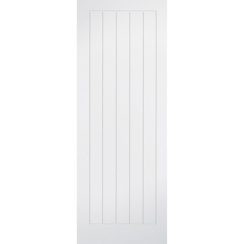 Product Mexicano white primed internal door with vertical grooved panels