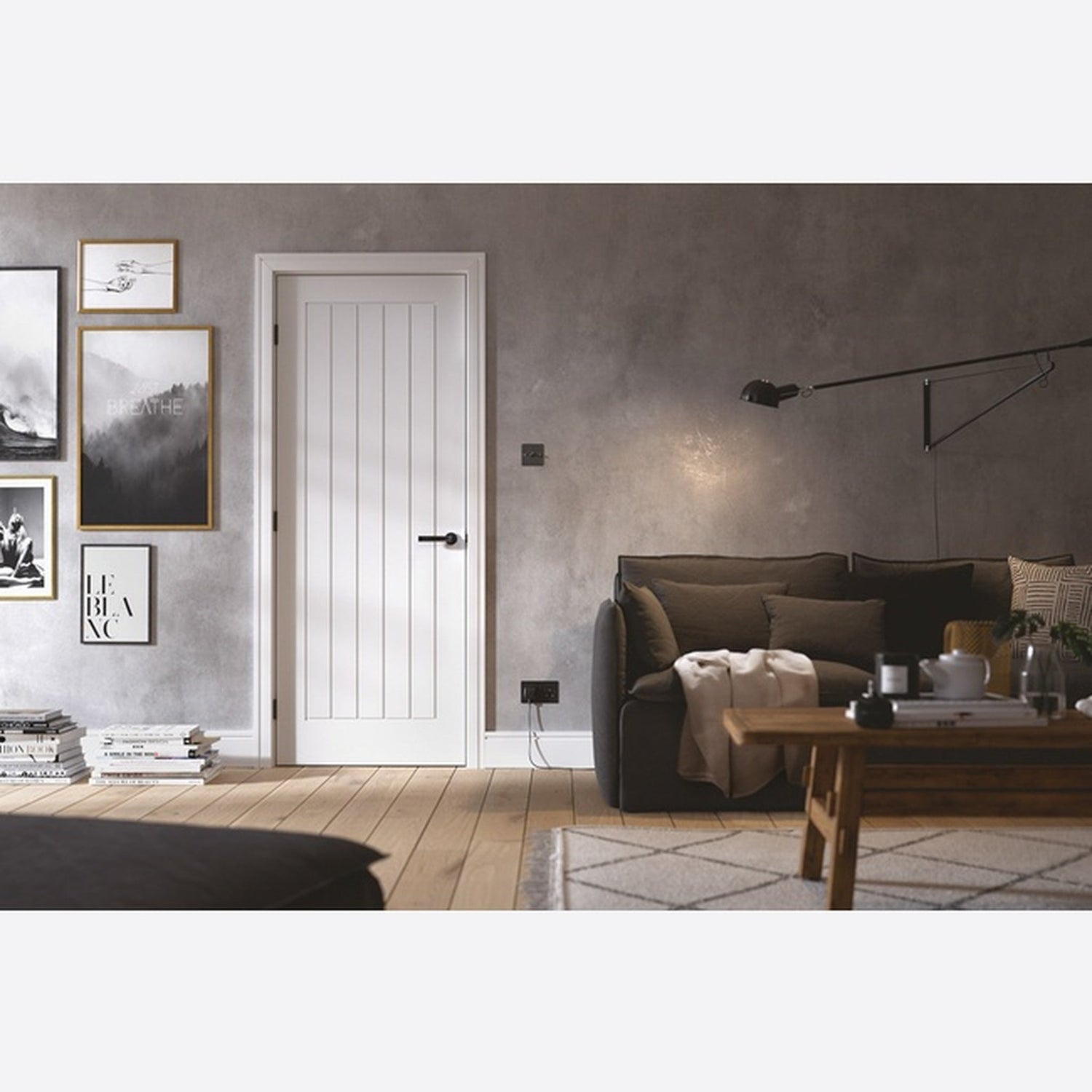 Mexicano White Primed FD30 Fire Door - Lifestyle Image 1