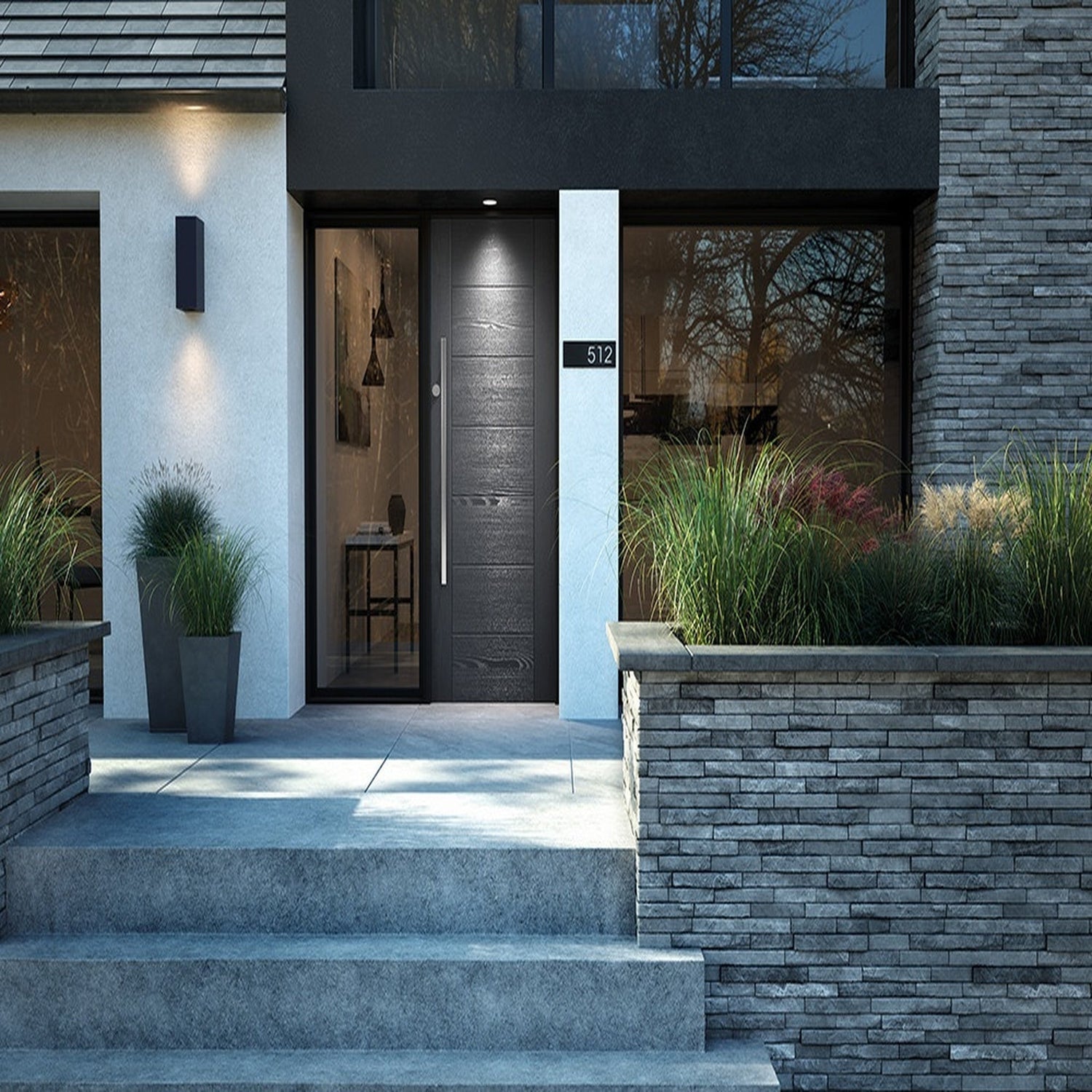 Modica Grey 7 Panel GRP External Door - Lifestyle Image 1