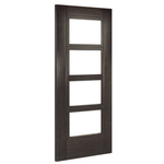Product Montreal grey ash clear glazed internal door shown angled