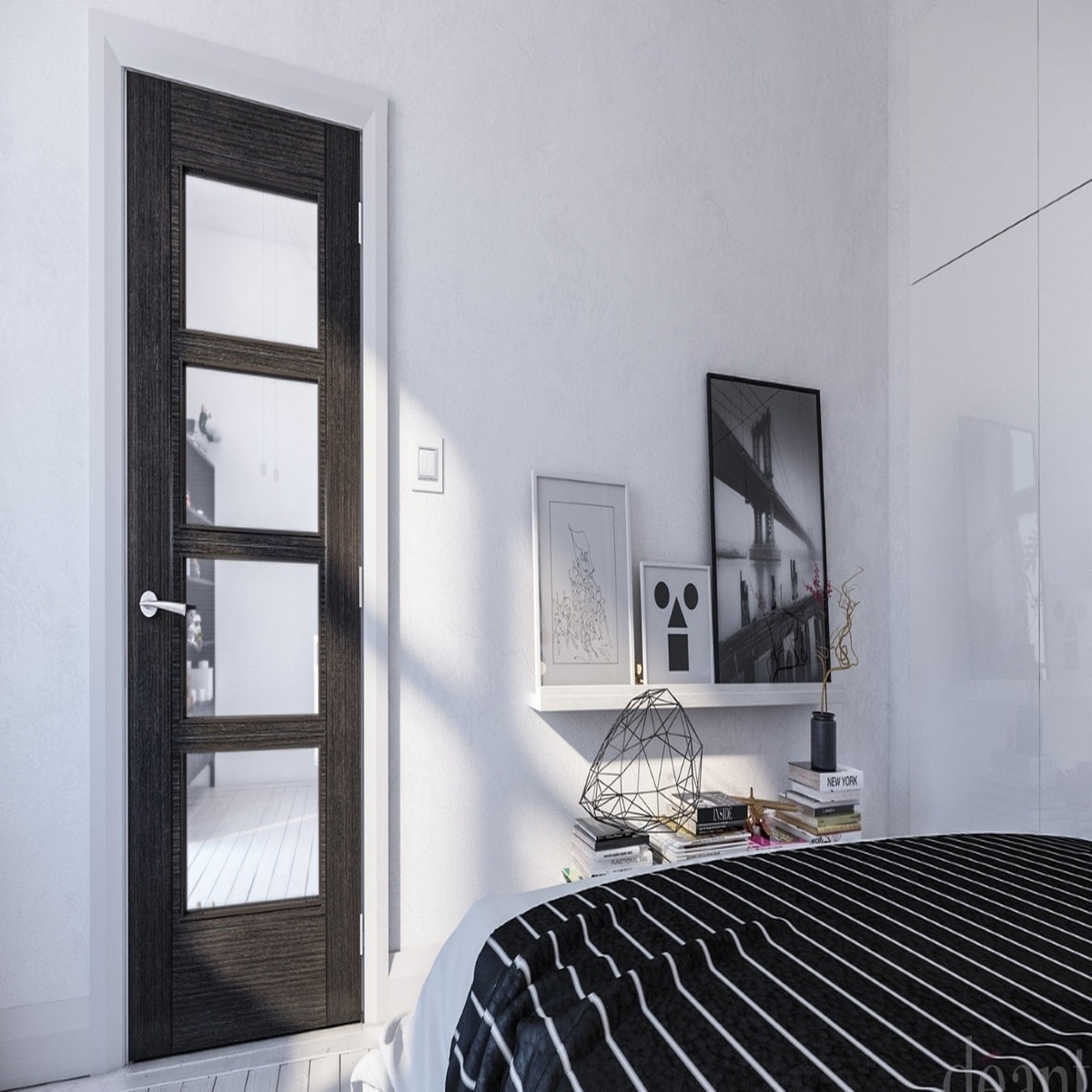 Montreal Glazed Prefinished Dark Grey Ash Door - Lifestyle Image 1