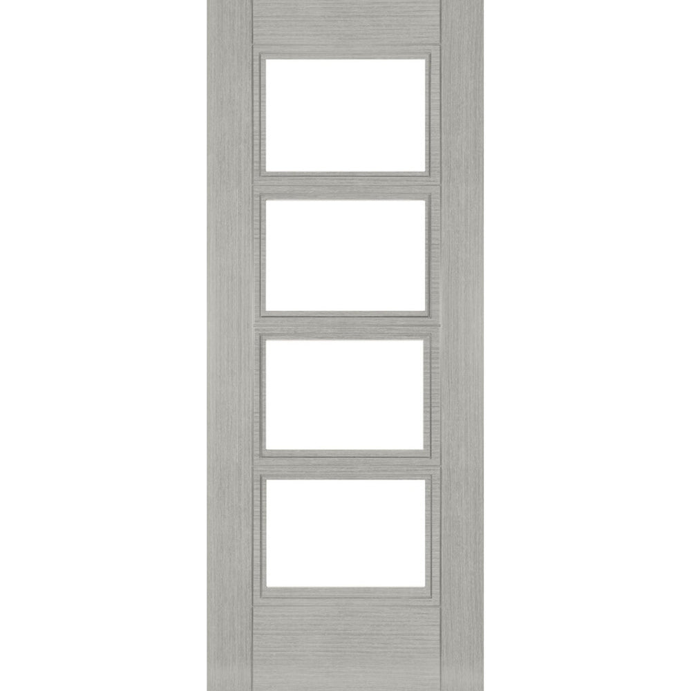 Product Montreal glazed prefinished light grey ash fire door on white background