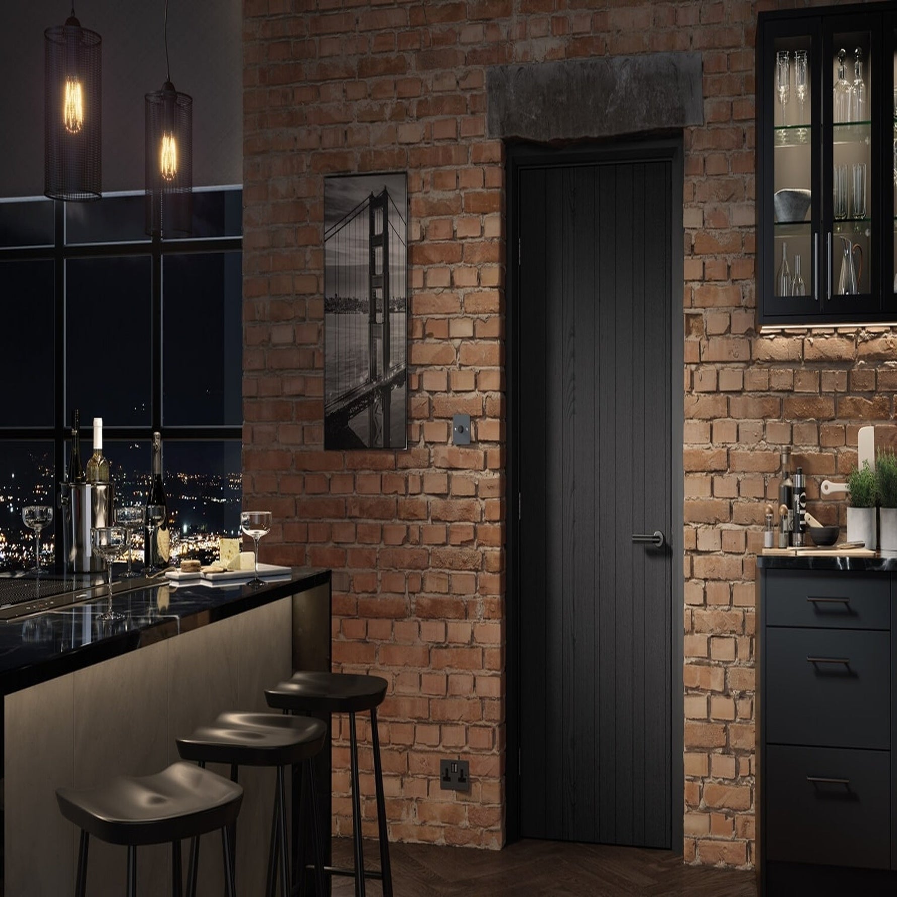 Montreal Prefinished Charcoal Internal Door - Lifestyle Image 1