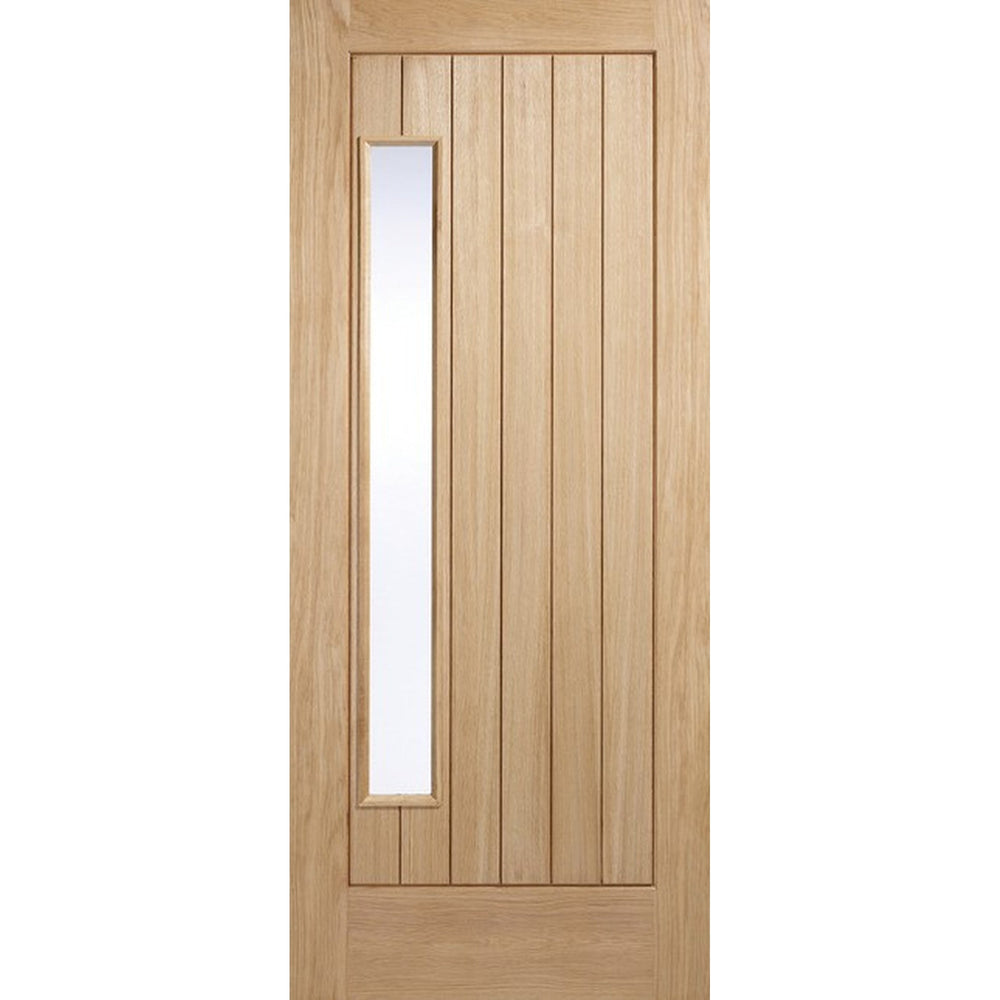 Product Newbury oak glazed external door with decorative glass panels