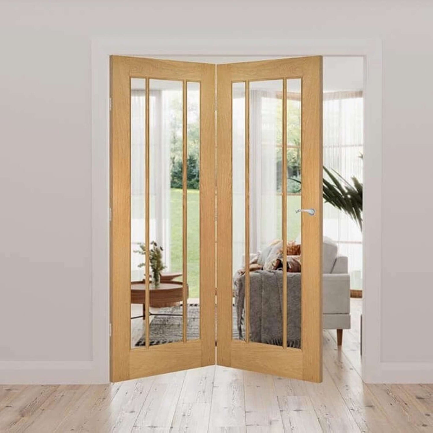 Norwich Clear Glazed Oak Internal Door Fold Kit