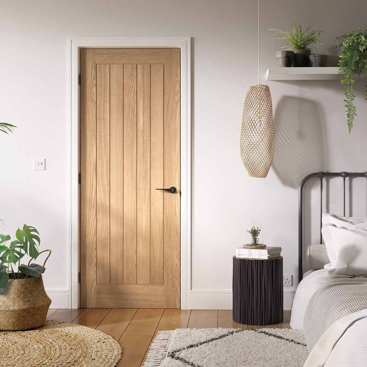 Product oak Belize internal door with narrow vertical grooves