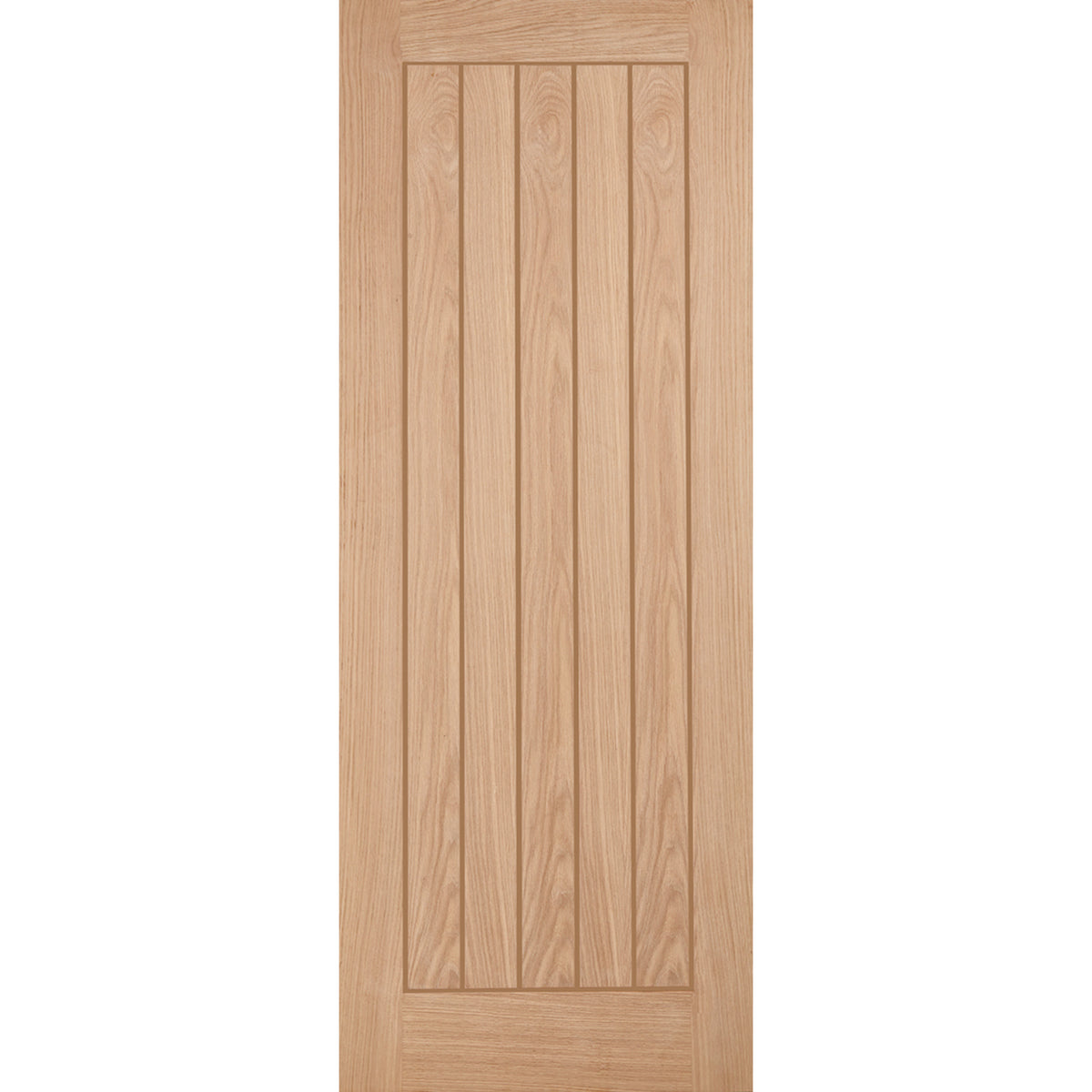 Product oak Belize internal door with vertical grooved panels and natural grain