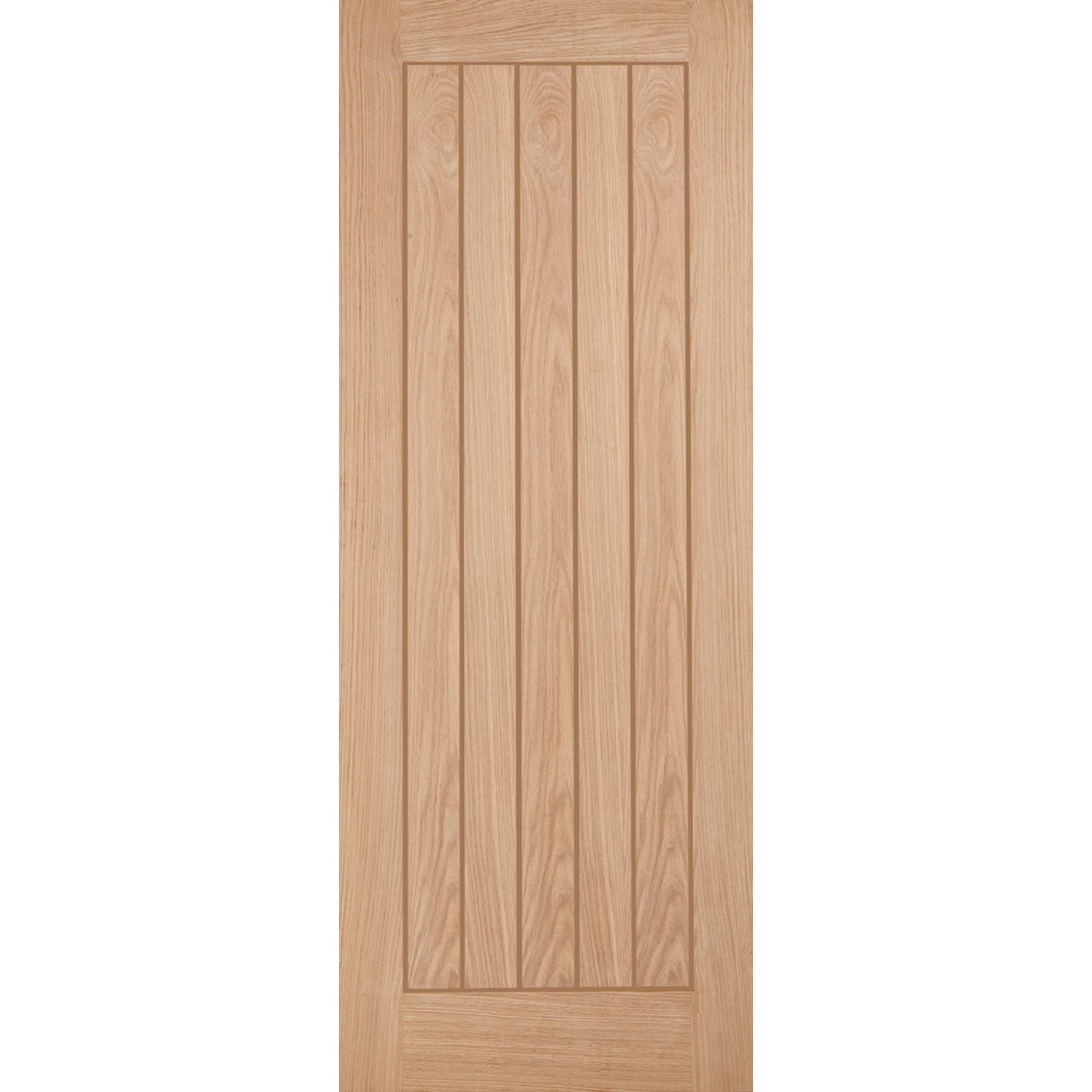 Product oak Belize internal door with vertical grooved panels and natural grain
