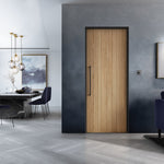 Lifestyle prefinished oak Montreal grooved internal door in a modern dining space