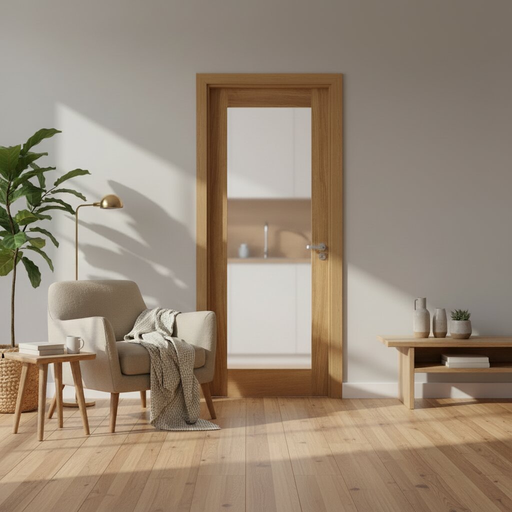 Oak Veneer 1 Light Glazed Internal French Door