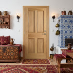 Product oak veneer four-flat-panel FD30 internal fire door