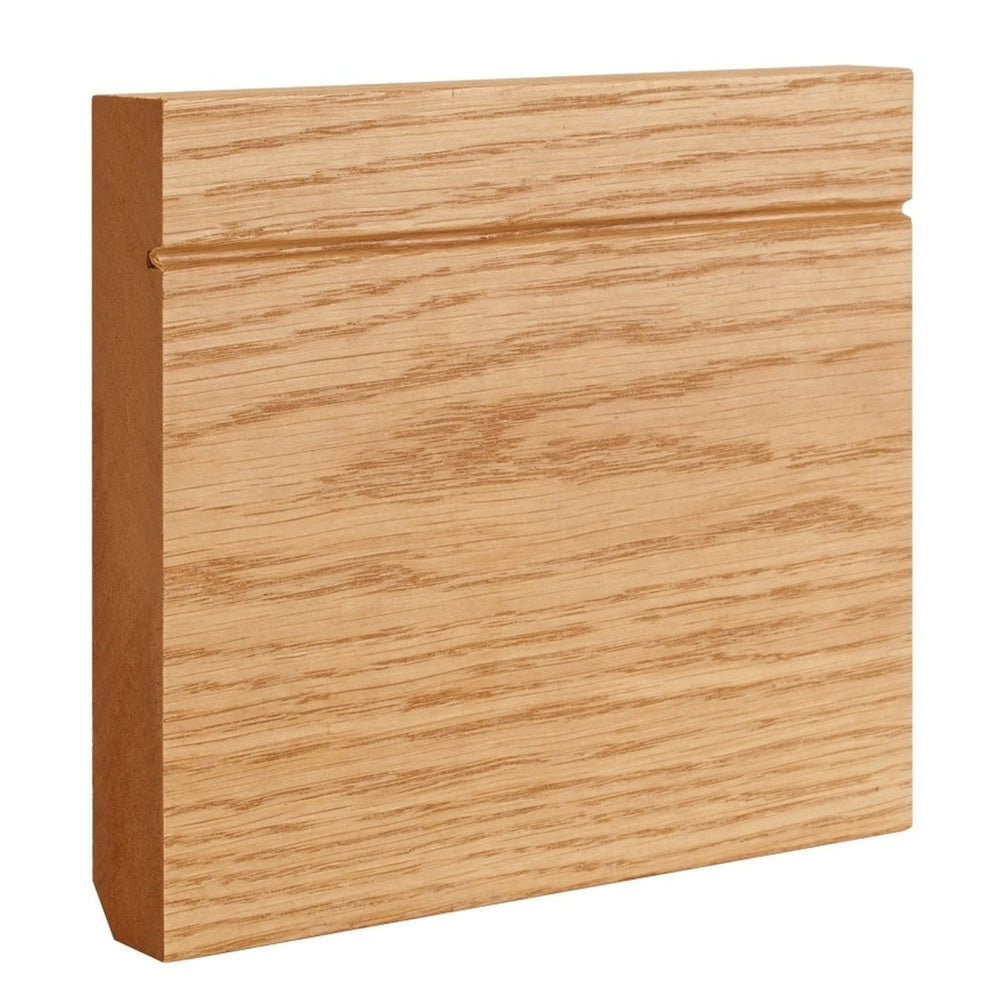 Product oak veneer shaker skirting board profile close-up