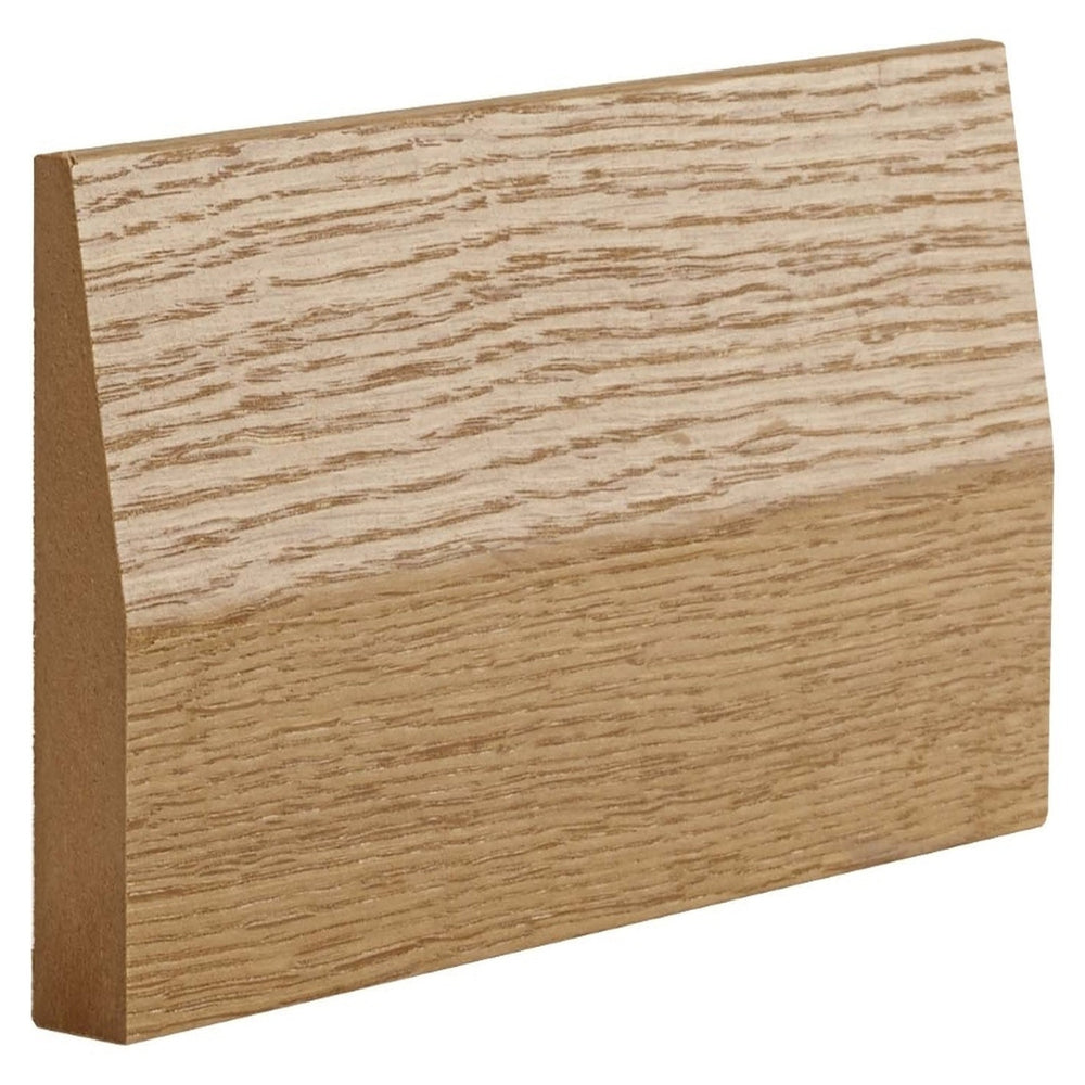Product oak veneered half splayed architrave set profile close-up