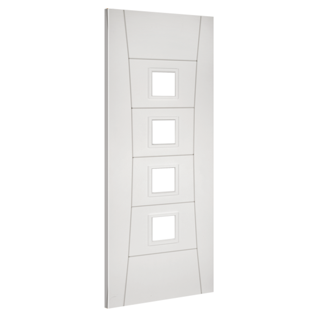 Product white primed glazed internal door angled view